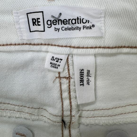 Regeneration by Celebrity Pink Short WMNS 5/27 Cream Denim Shortie Mid Rise Boho - Picture 3 of 9